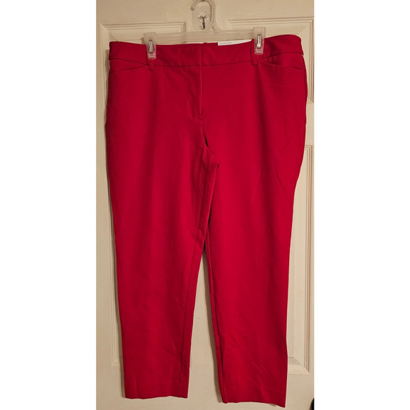 NWT Liz Claiborne Emma Ankle Women's Red Pants Stretch Mid-Rise Sz 16 - Picture 1 of 10
